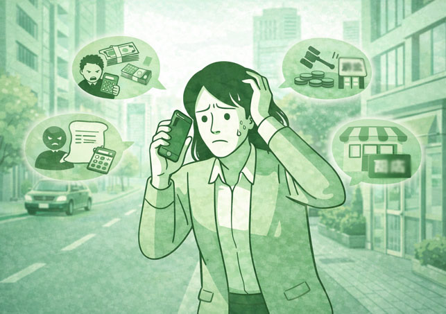 女性が悩んでいるイラスト