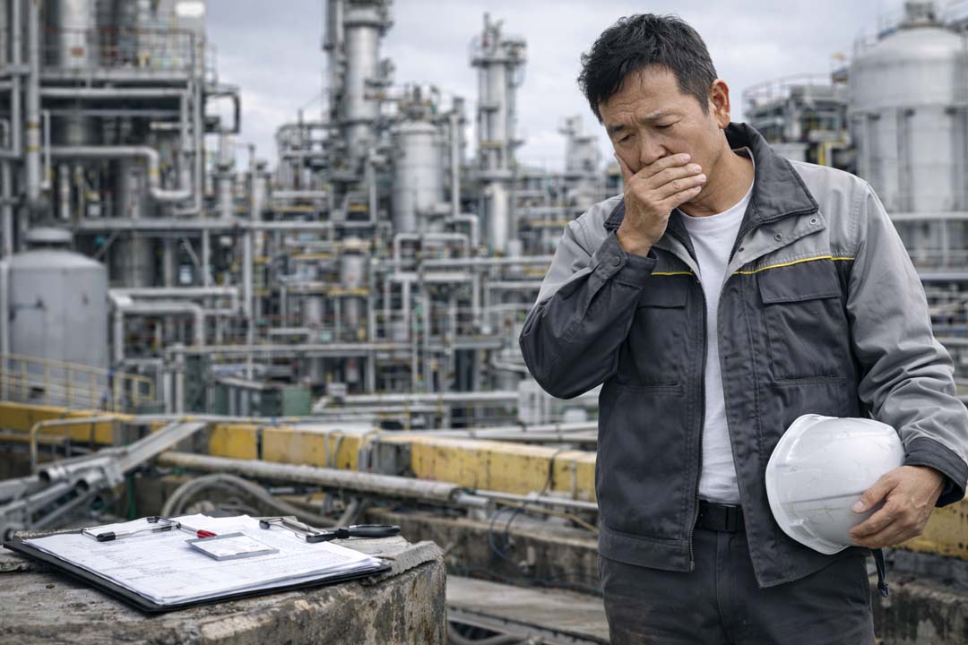 化学工場に契約社員として勤務していた男性