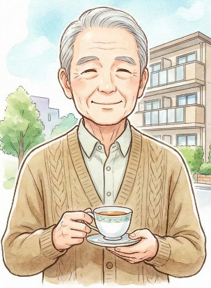 不動産トラブルが解決して安堵しているお客様のイラスト