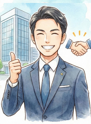 不動産トラブルが解決して安堵しているお客様のイラスト