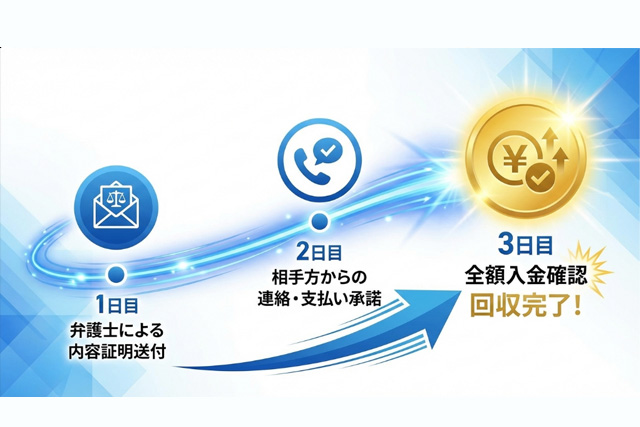 内容証明送付から2日で全額回収したスピード解決の図解