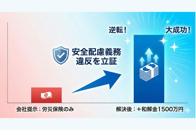 安全配慮義務違反を指摘し1500万円の和解金を獲得した実績グラフ